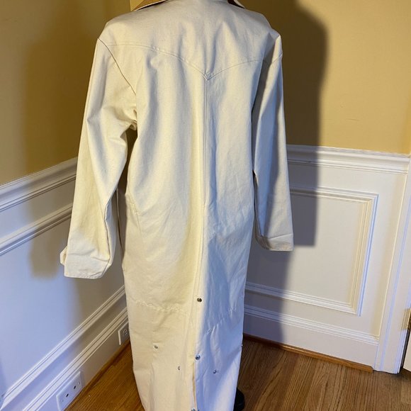 J Peterman Cream Canvas Duster Men's Full Length Coat - Picture 3 of 4